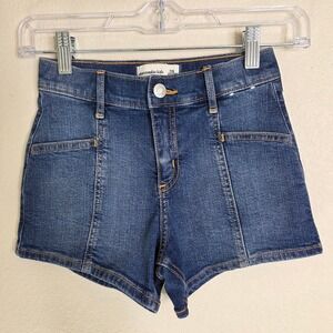 3 / $30 Abercrombie Shorts Girls 7‎ / 8 Blue High Rise Mini Mom Denim